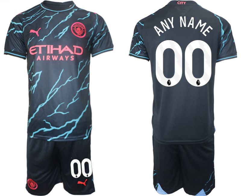 Men 2023-2024 Club Manchester City away blue customized Soccer Jersey->->Custom Jersey